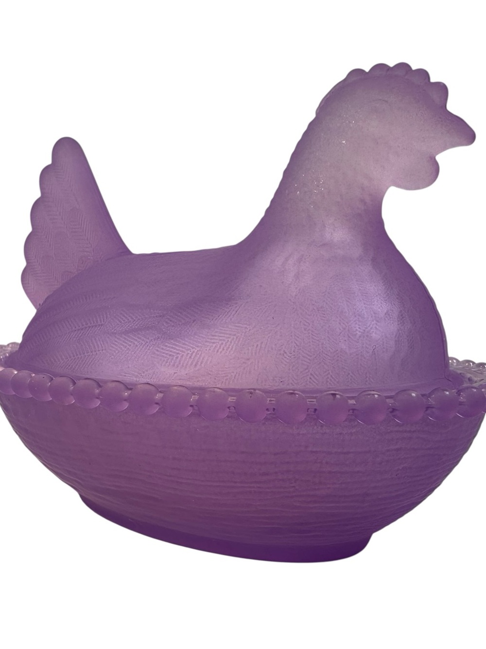 Rose’s Closet Purple Satin Glass Hen on Nest 3 1/2” tall 4 3/4” long New - Picture 3 of 9